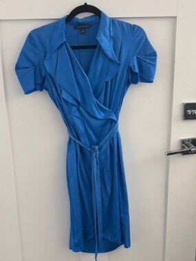 Banana Republic cobalt blue wrap midi dress with tie